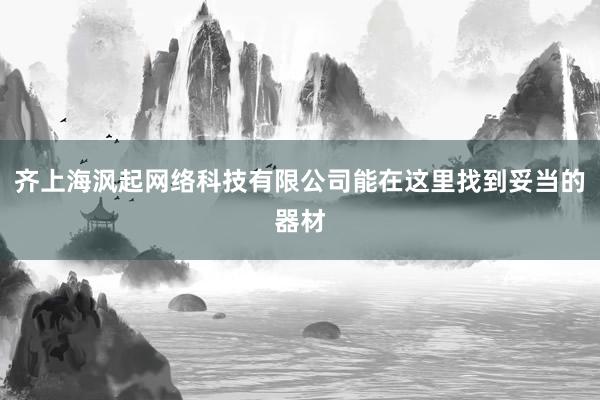 齐上海沨起网络科技有限公司能在这里找到妥当的器材